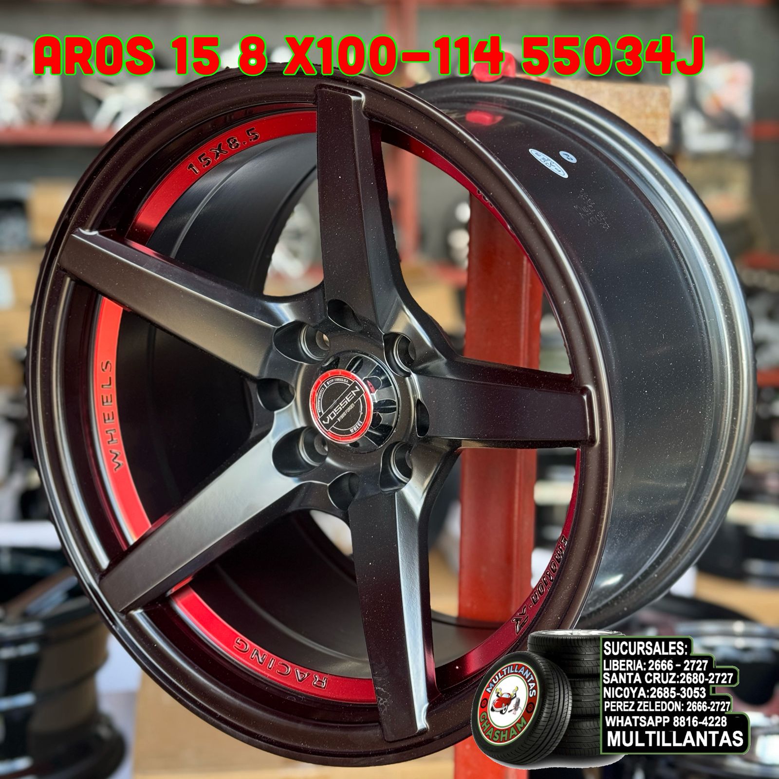 AROS # 15X8.5 8X100-114 ET15 MB-RD 55034J