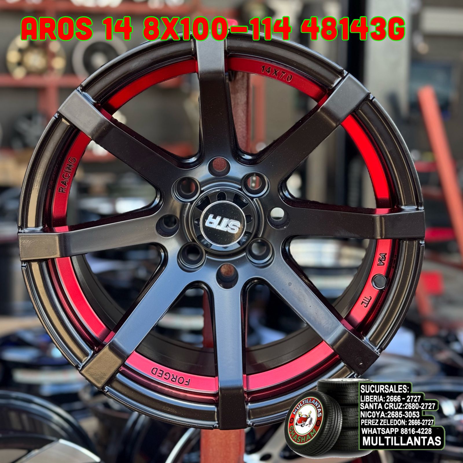 AROS # 14X7 4X100-114 ET0 BM-RD 48143G